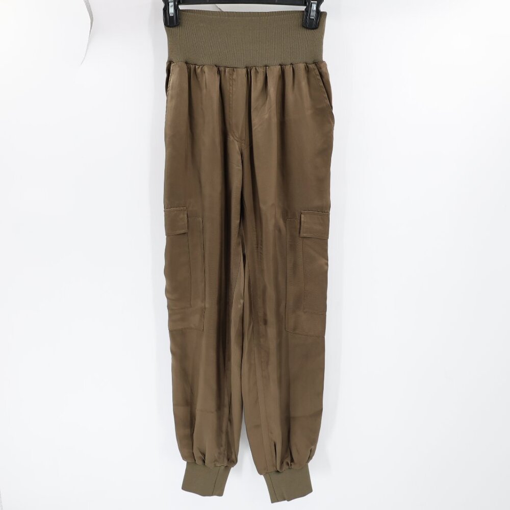 Cinq a Sept Pants Womenss xs L27 Giles Cargo Jogger Cupro High Waist Tapered Leg